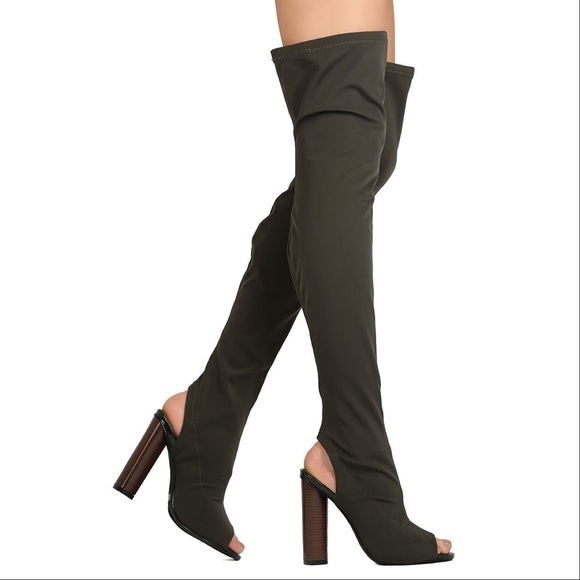 Lycra Backless Over The Knee Thigh High Boots - Picture 2 of 3